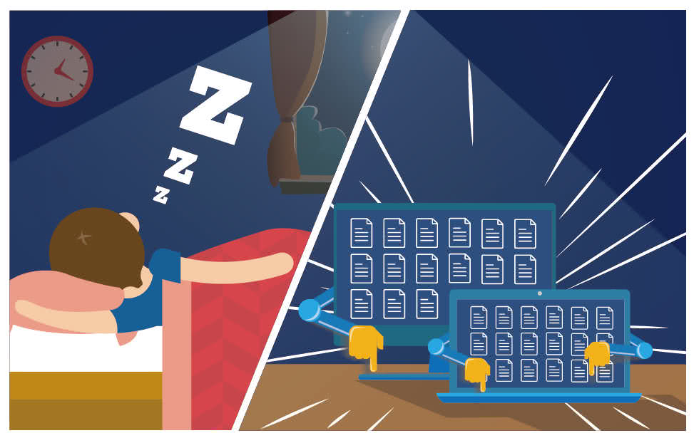 Late at night, you go to bed.，All computers keep working and continuously help yougenerate buzz